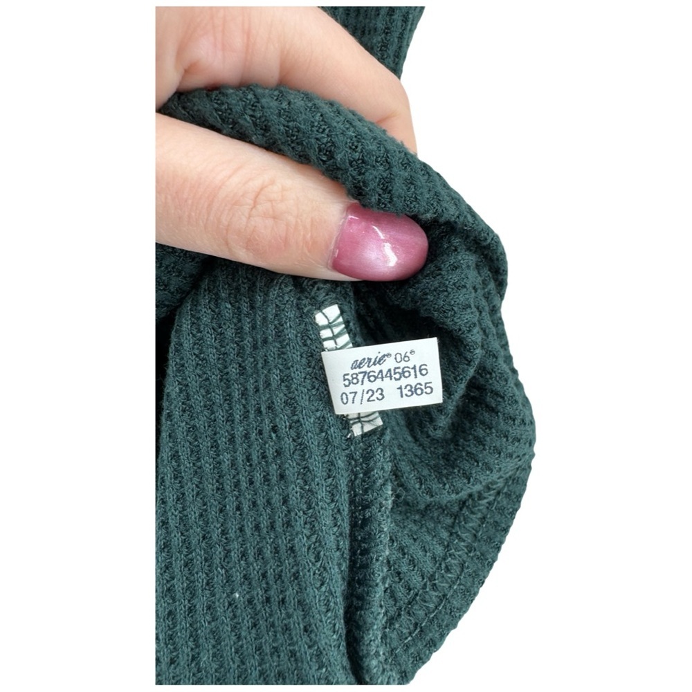 Aerie Dark Green Waffle Wrap Top - Picture 5 of 6